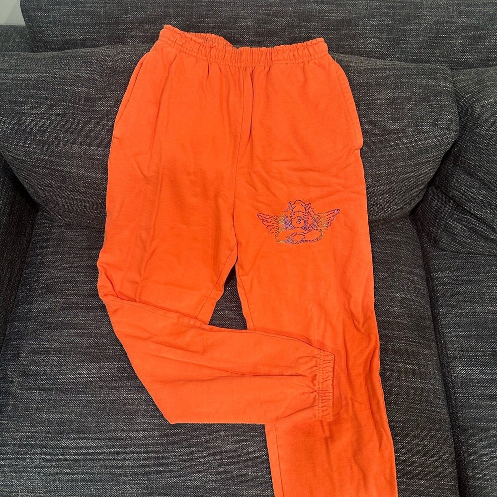 Boys Lie Vibrant Orange Joggers with Embroidered Detail